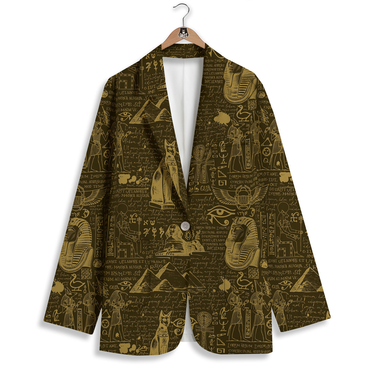 Gold Ancient Egypt Print Pattern Women's Blazer-grizzshop