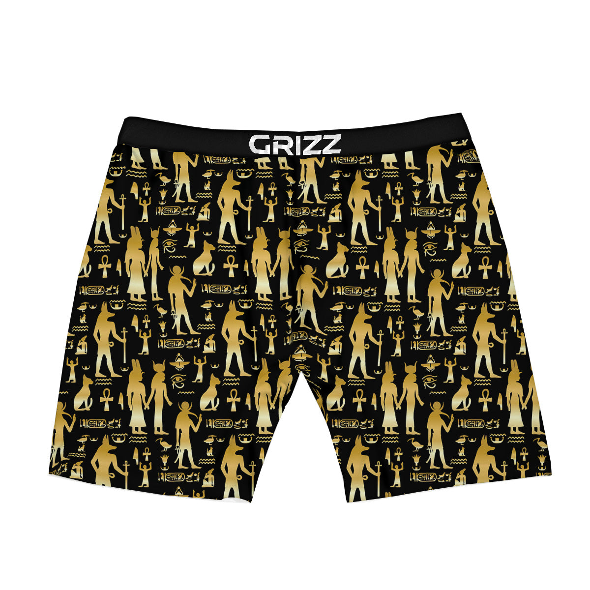 Gold And Black Egypt Ancient Mythology Print Pattern Boxer Briefs-grizzshop