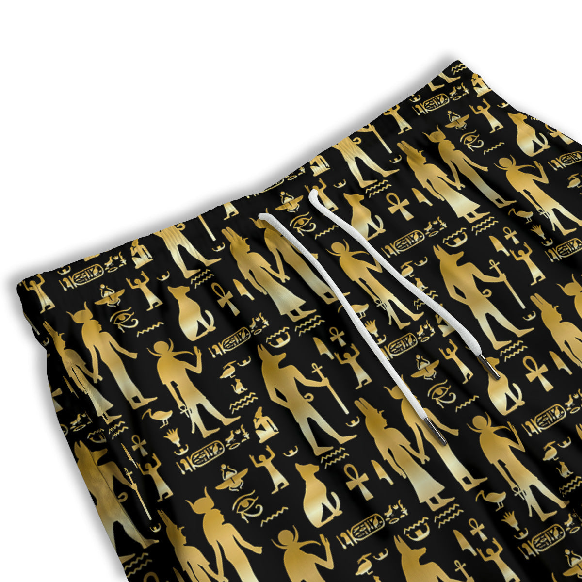 Gold And Black Egypt Ancient Mythology Print Pattern Men's Athletic Shorts