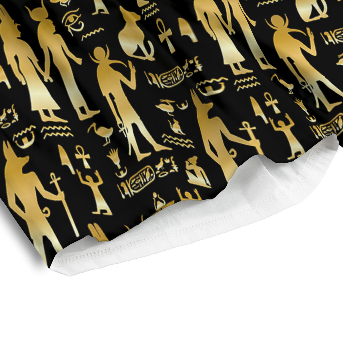 Gold And Black Egypt Ancient Mythology Print Pattern Men's Athletic Shorts