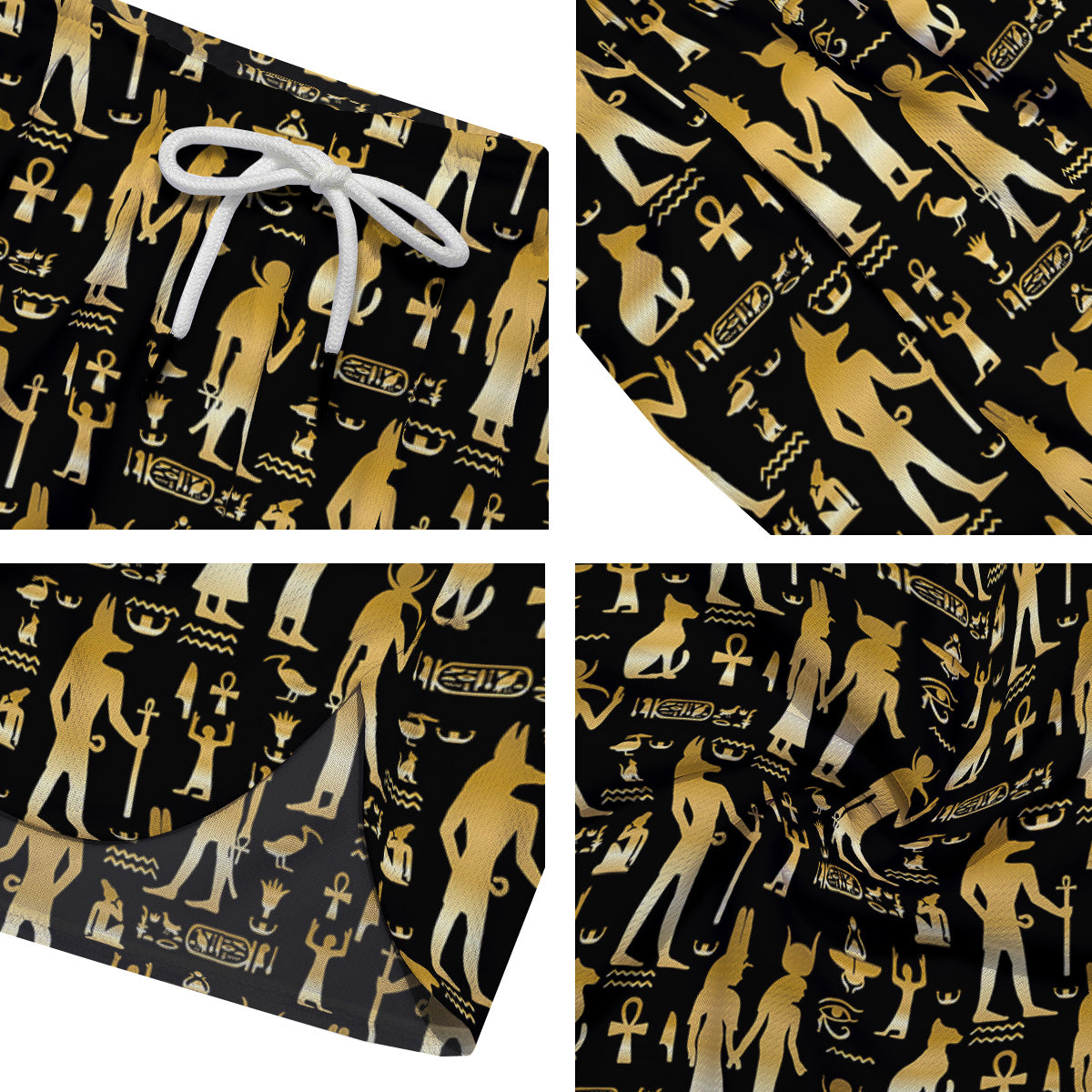 Gold And Black Egypt Ancient Mythology Print Pattern Men's Running Shorts-grizzshop