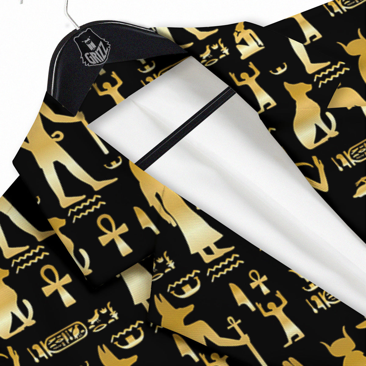 Gold And Black Egypt Ancient Mythology Print Pattern Men's Sport Coat-grizzshop