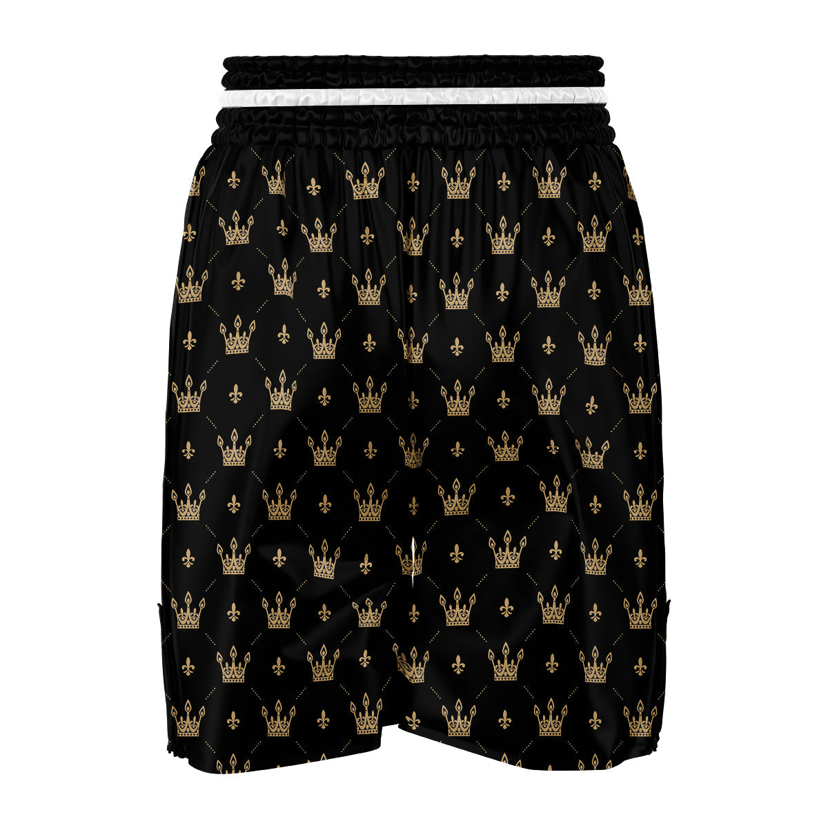 Gold Black Crown Print Pattern Boxing Shorts-grizzshop
