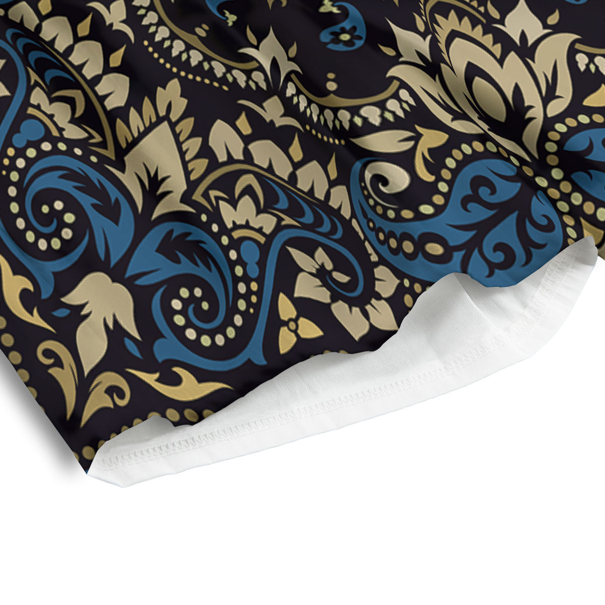 Gold Blue Paisley Bandana Print Men's Athletic Shorts
