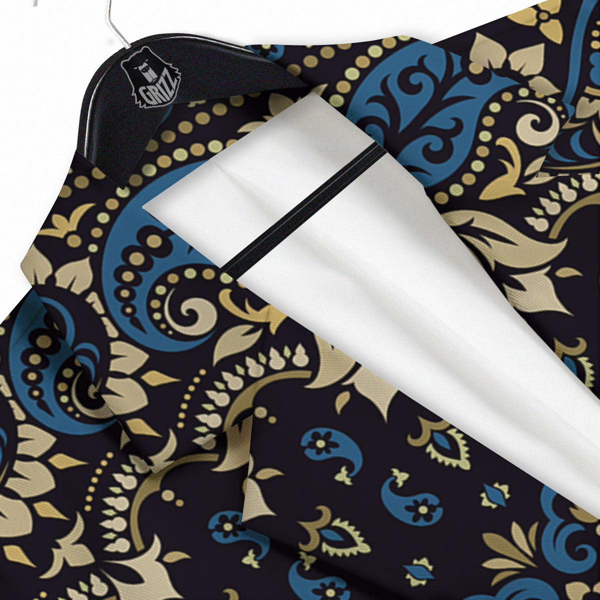 Gold Blue Paisley Bandana Print Men's Sport Coat-grizzshop
