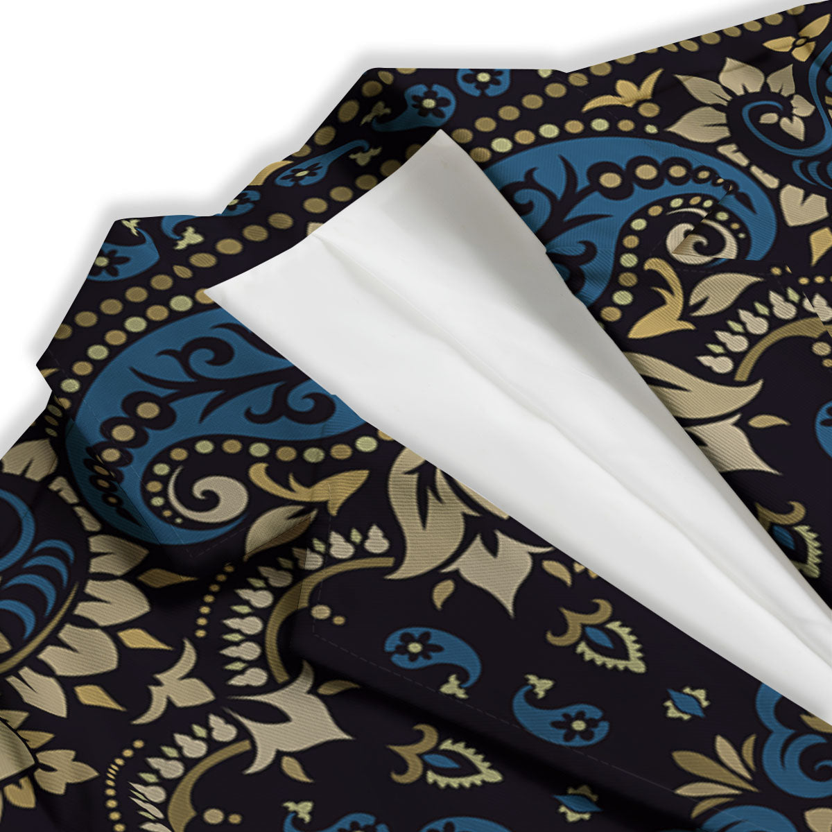 Gold Blue Paisley Bandana Print Women's Blazer-grizzshop