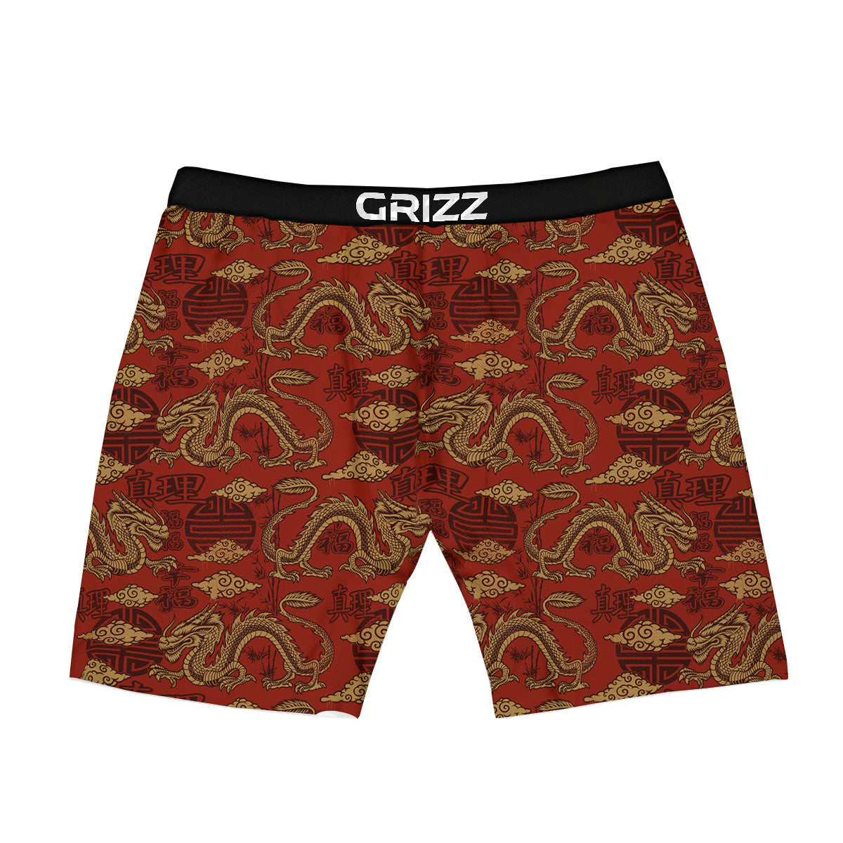 Gold Chinese Dragon Print Pattern Boxer Briefs-grizzshop
