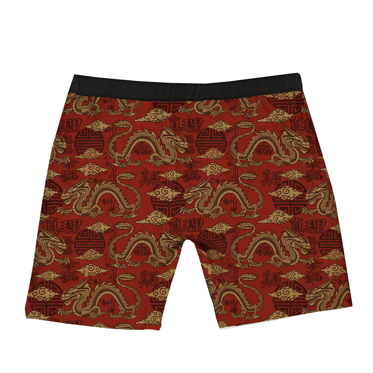 Gold Chinese Dragon Print Pattern Boxer Briefs-grizzshop