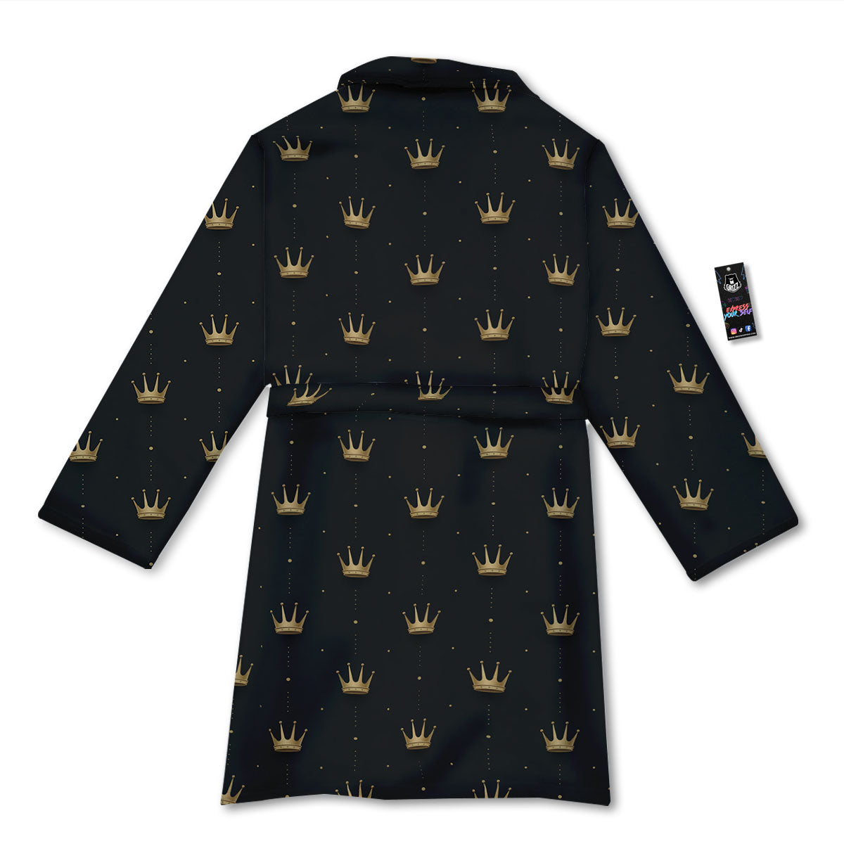 Gold Crown Print Pattern Bathrobe-grizzshop