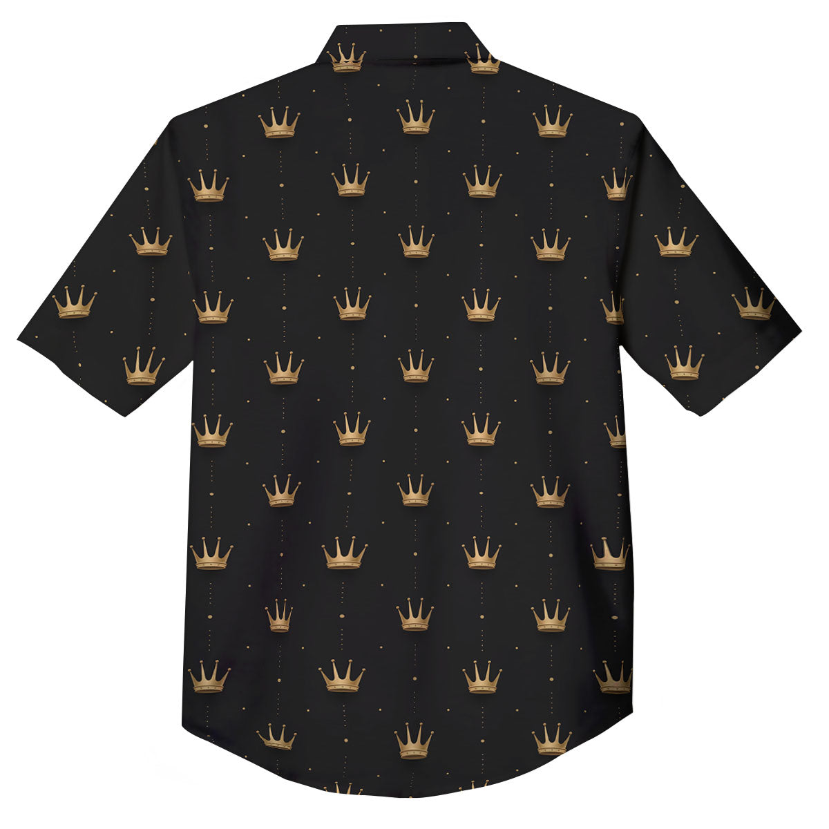 Gold Crown Print Pattern Button Up Shirt-grizzshop