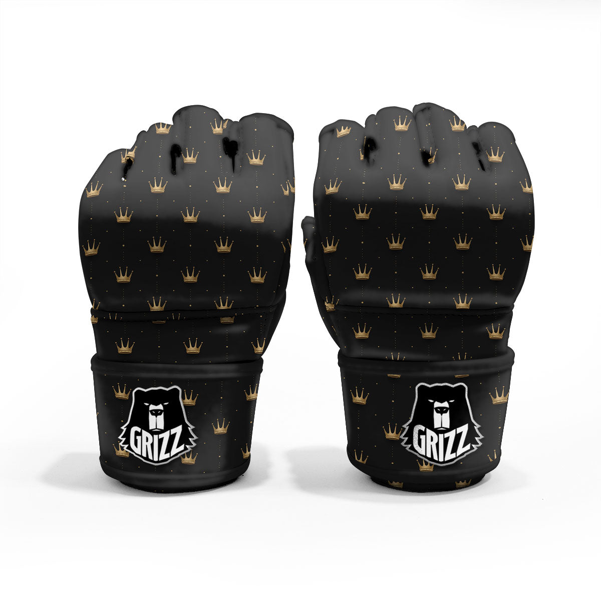 Gold Crown Print Pattern MMA Gloves-grizzshop