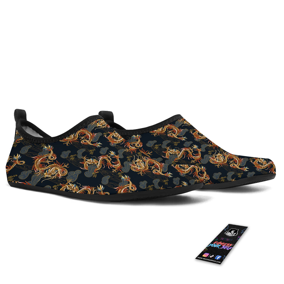 Geisha Japanese Dragon Print Men's Boots