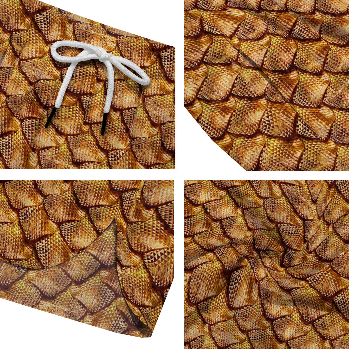 Gold Dragons Skin 3D Print Pattern Men's Running Shorts-grizzshop