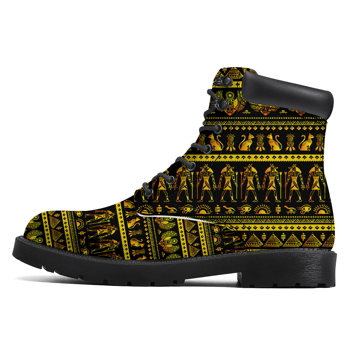 Gold Egypt Ethnic Print Boots-grizzshop