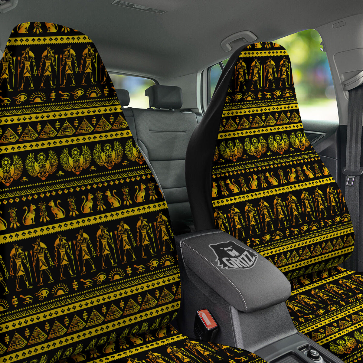 Gold Egypt Ethnic Print Car Seat Covers-grizzshop