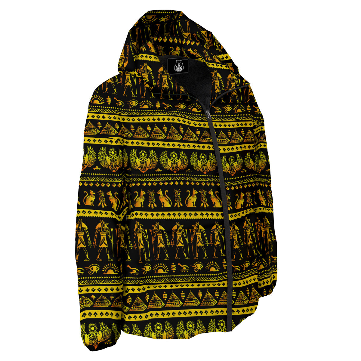 Gold Egypt Ethnic Print Down Jacket-grizzshop