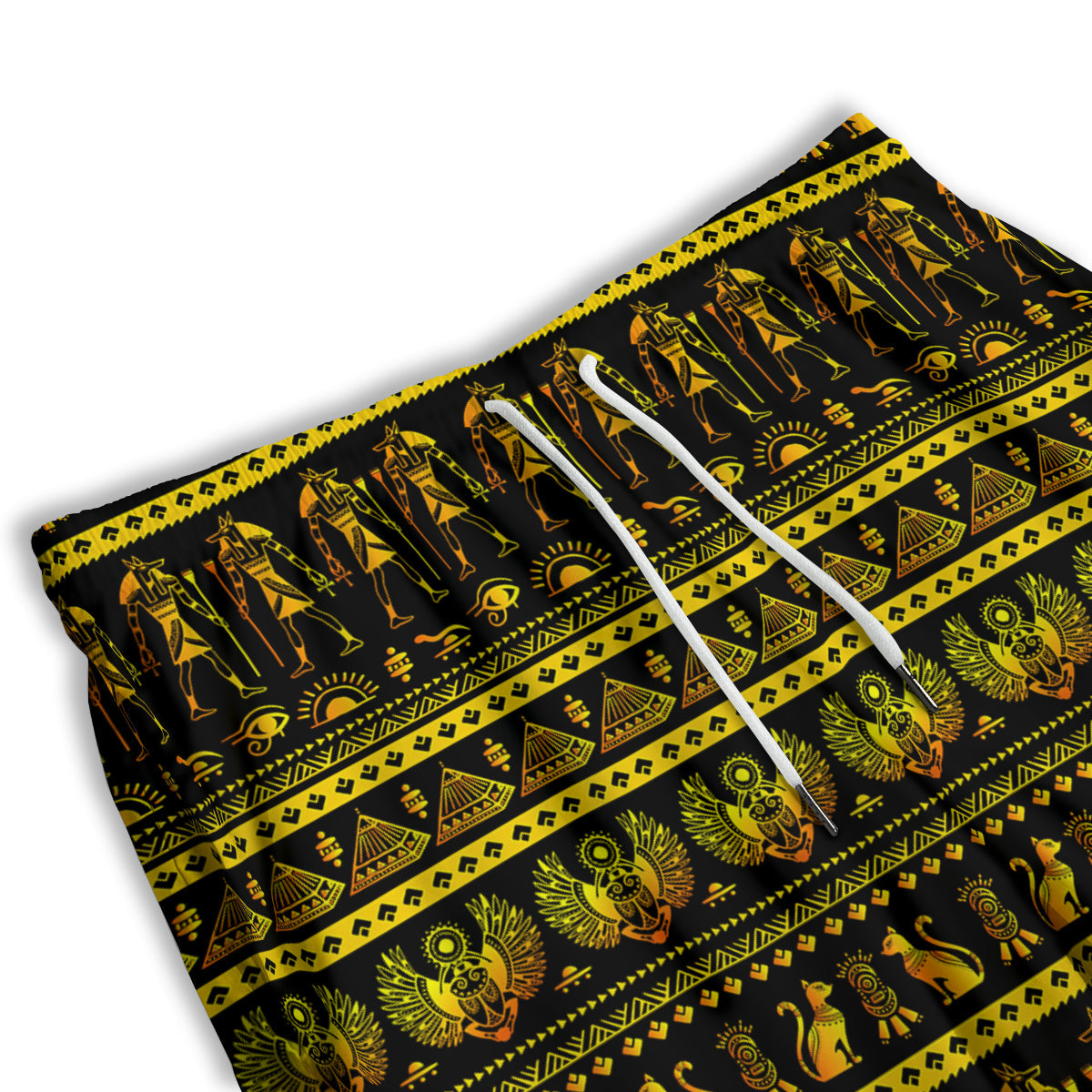 Gold Egypt Ethnic Print Men's Athletic Shorts