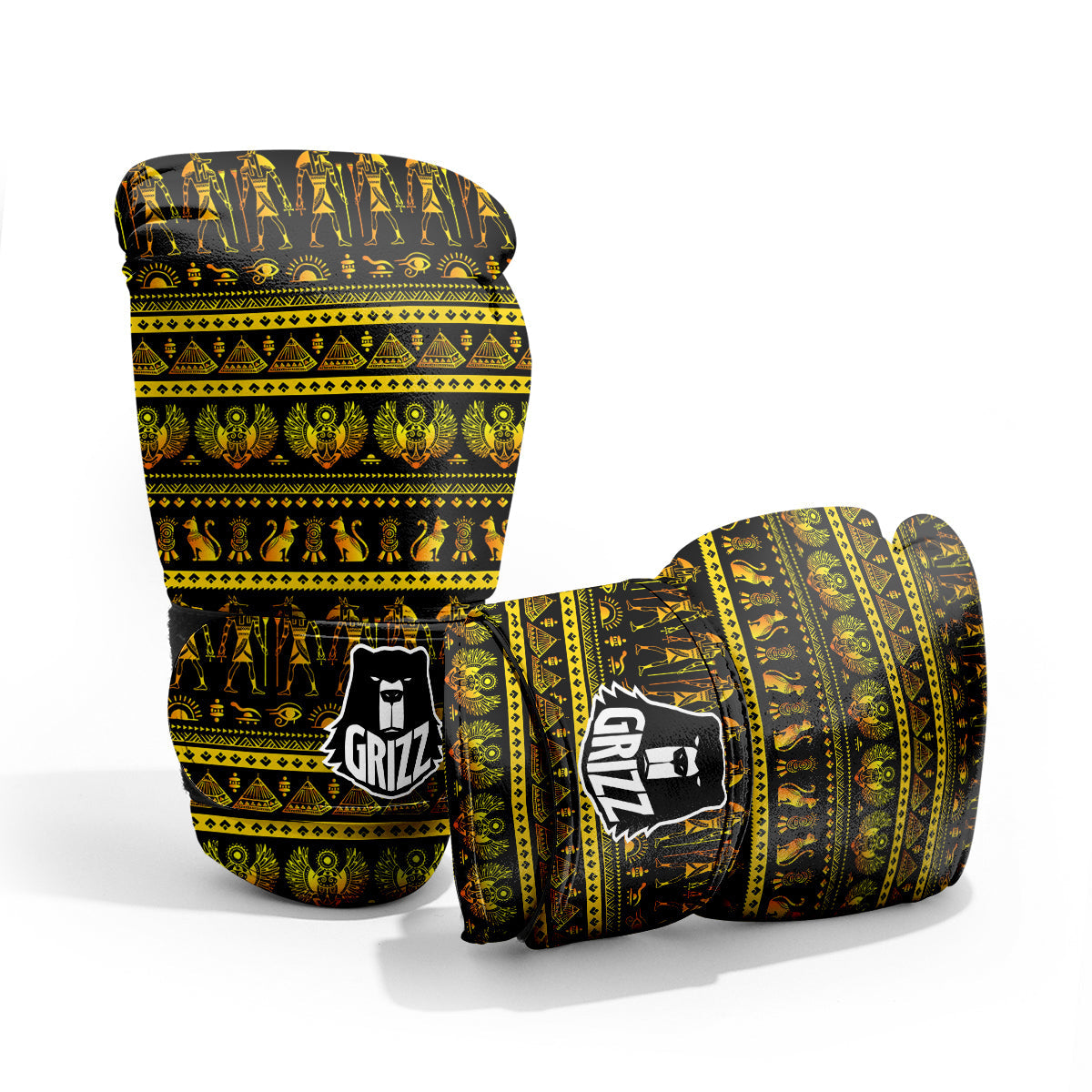 Gold Egypt Ethnic Print Pro Boxing Glove