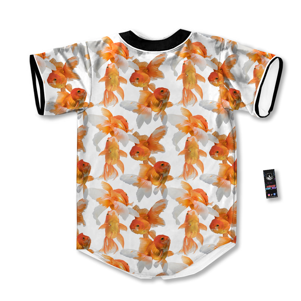 Gold Fish And White Print Pattern Baseball Jersey-grizzshop