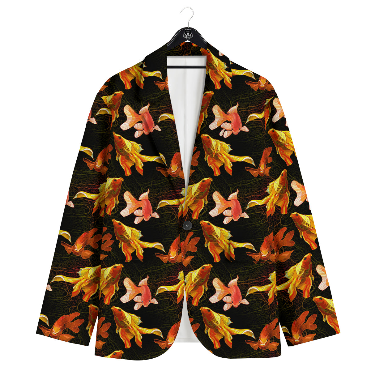 Gold Fish Drawing Print Pattern Men's Sport Coat-grizzshop