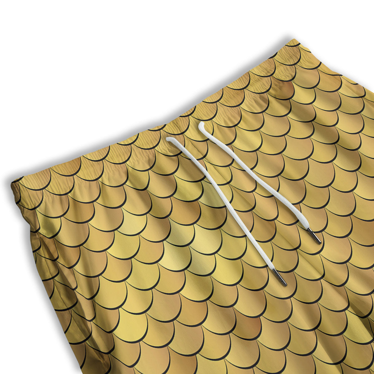 Gold Fish Scales Print Men's Athletic Shorts