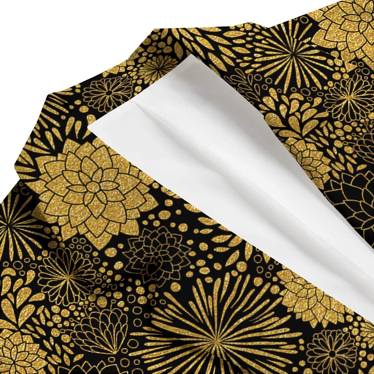 Gold Glitter Floral Pattern Print Men's Blazer-grizzshop