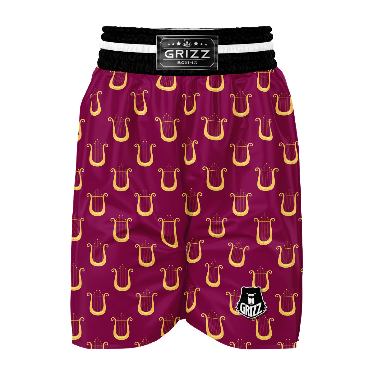 Gold Harp Print Pattern Boxing Shorts-grizzshop