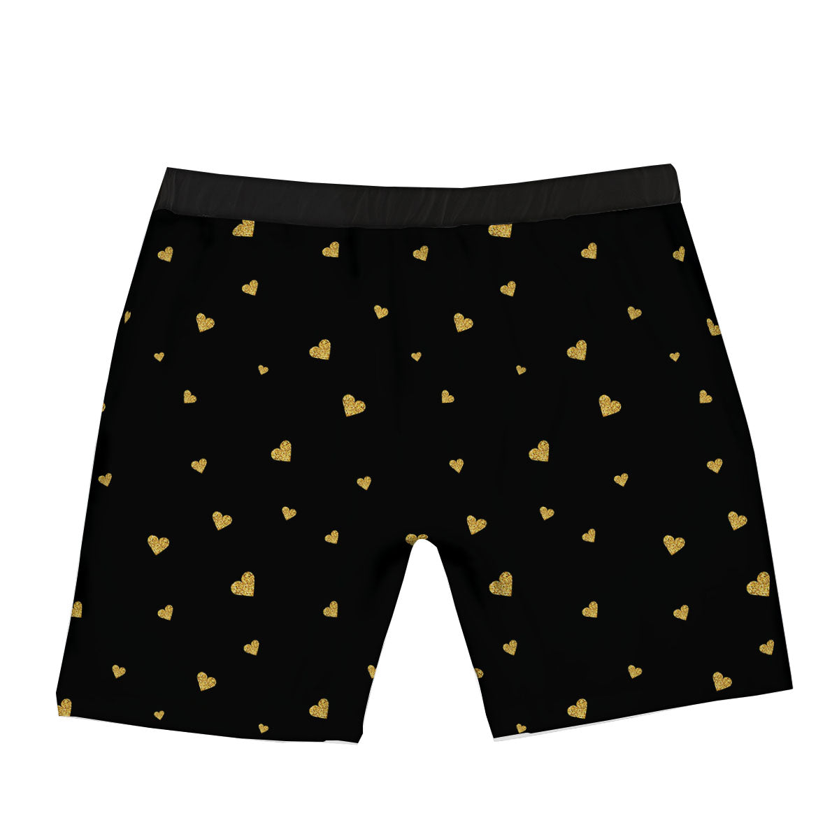 Gold Heart Black Print Pattern Boxer Briefs-grizzshop