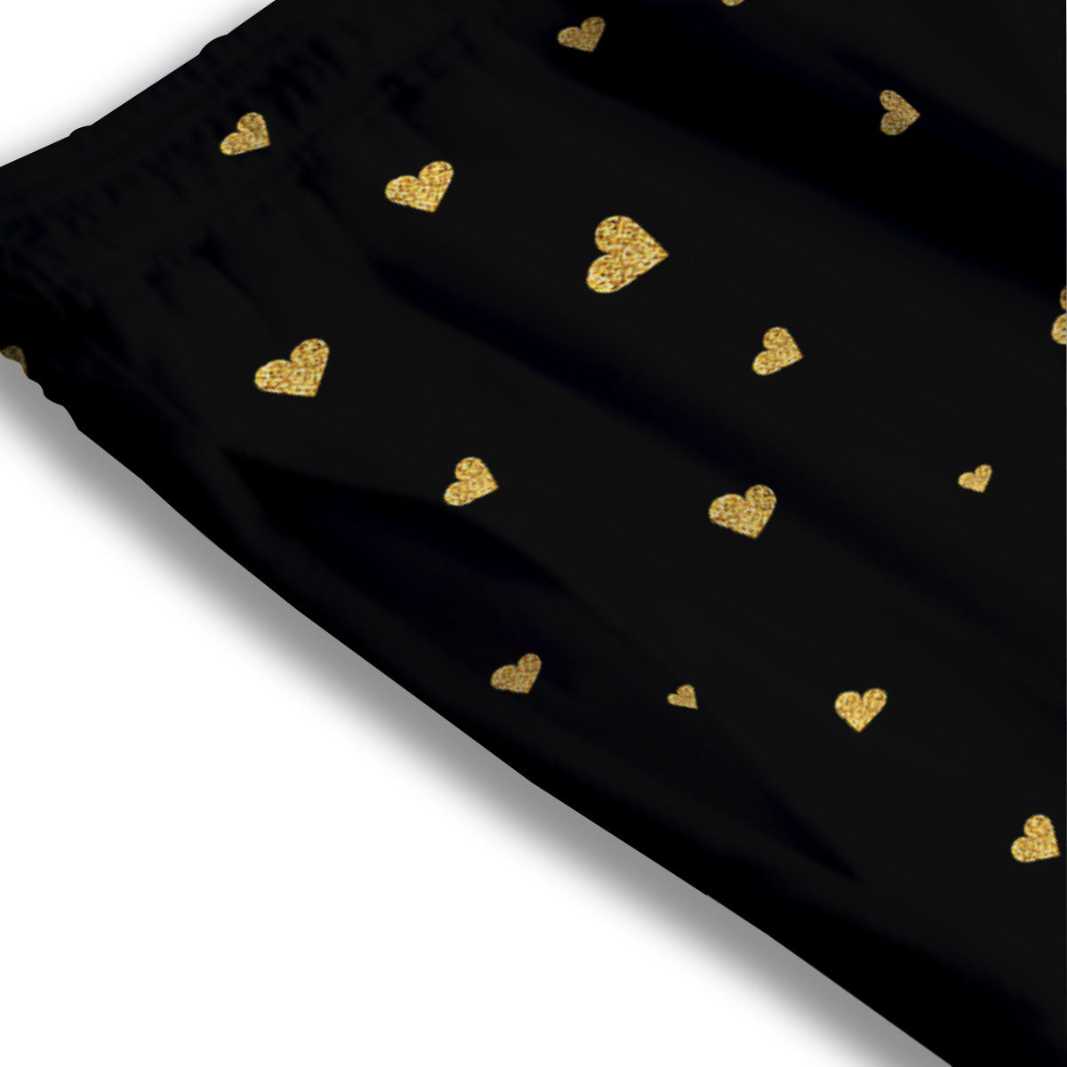 Gold Heart Black Print Pattern Mesh Shorts