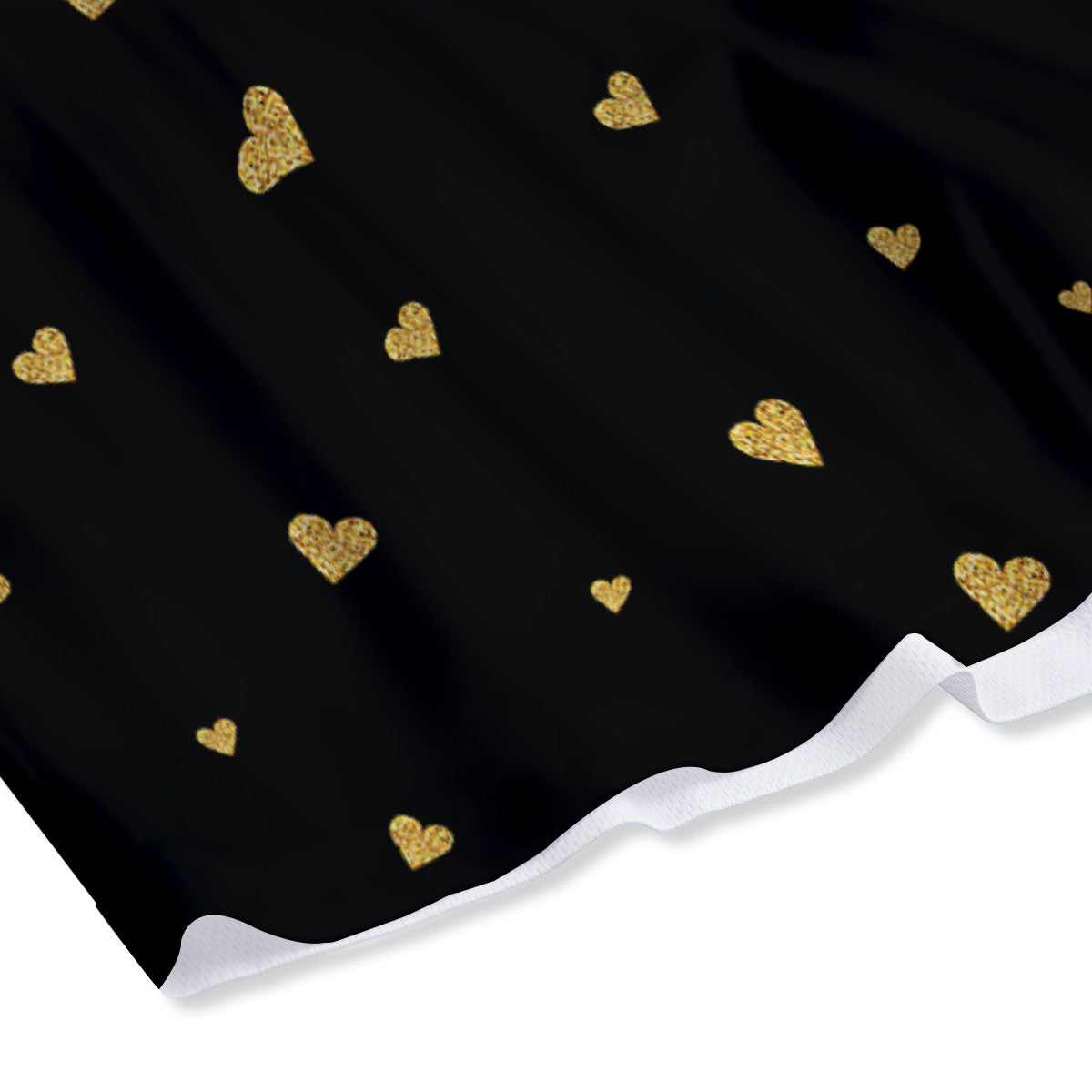 Gold Heart Black Print Pattern Mesh Shorts