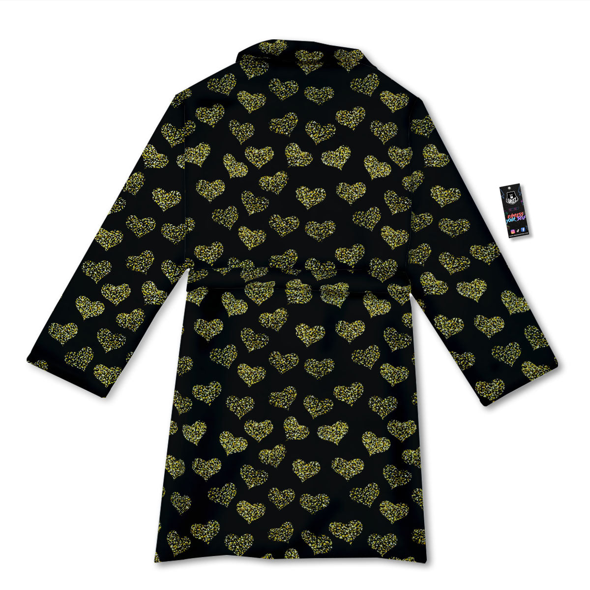 Gold Heart Glitter Print Pattern Bathrobe-grizzshop