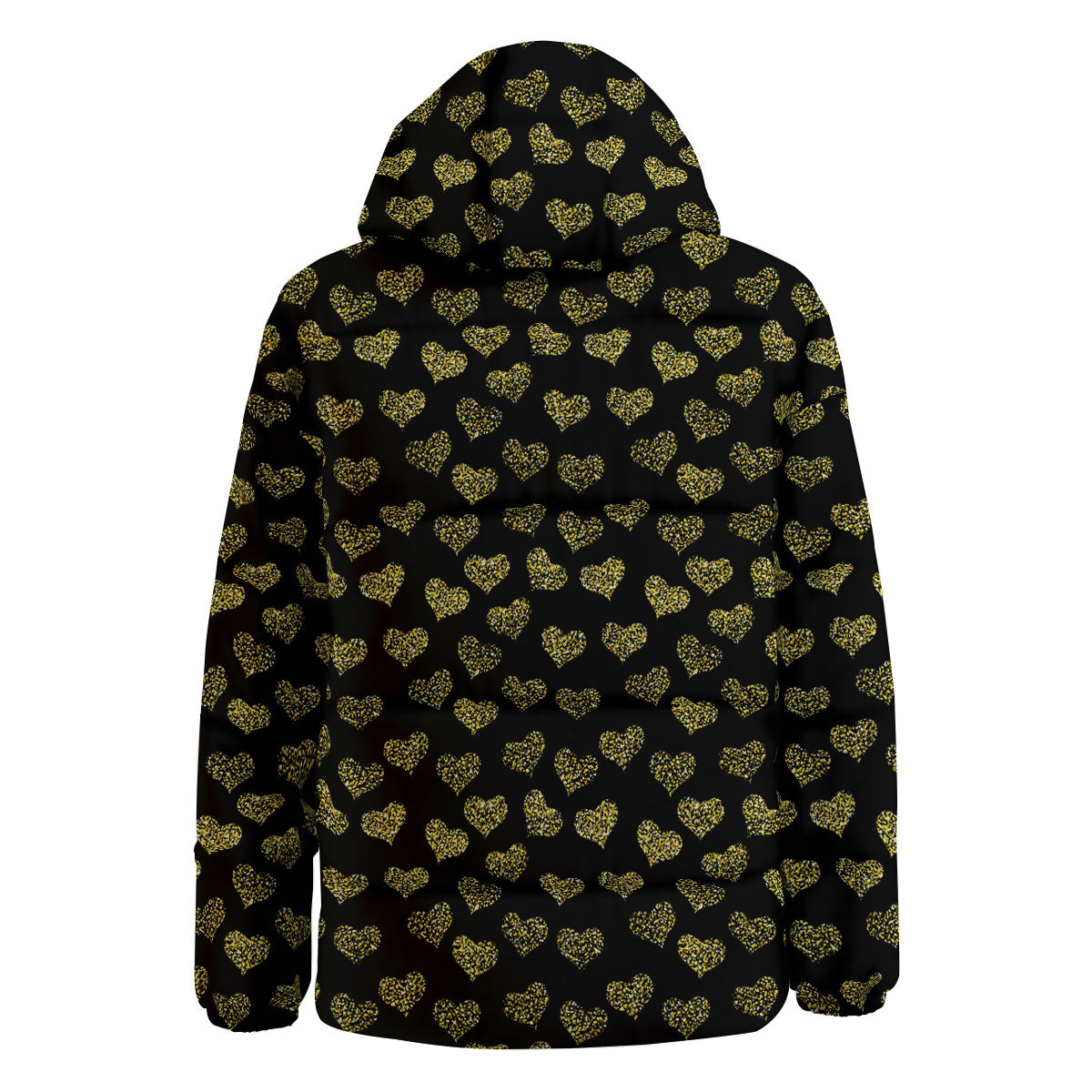 Gold Heart Glitter Print Pattern Down Jacket-grizzshop