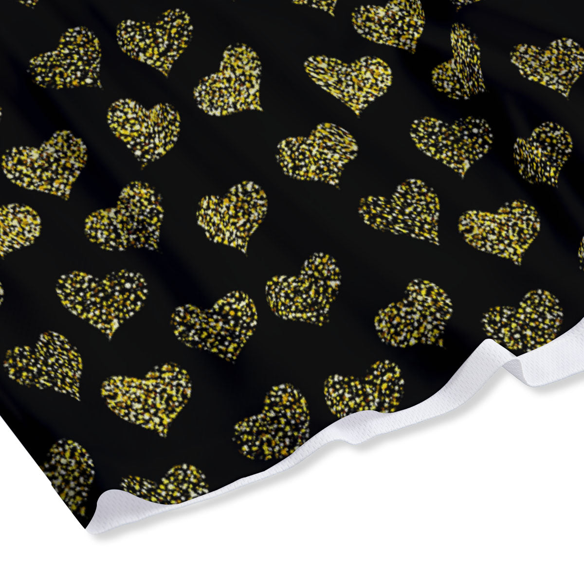 Gold Heart Glitter Print Pattern Mesh Shorts