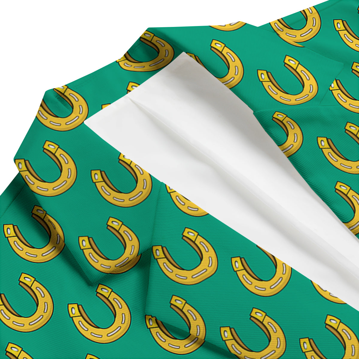 Gold Horseshoe And Green Print Pattern Men's Blazer-grizzshop