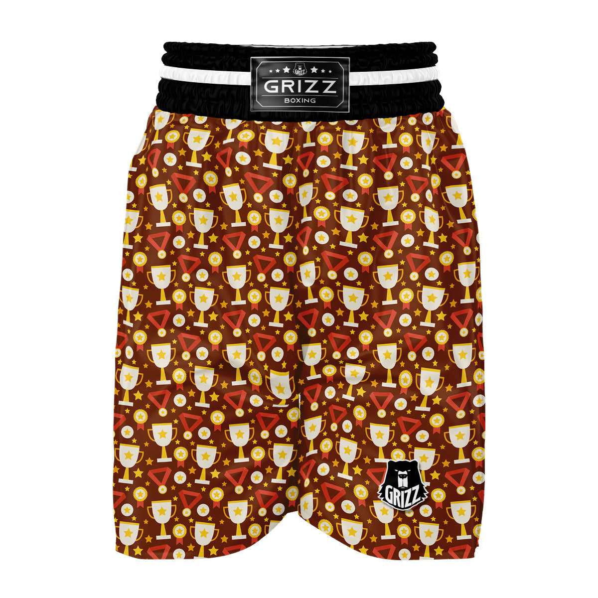 Gold Trophy Winner Cup Print Pattern Boxing Shorts-grizzshop
