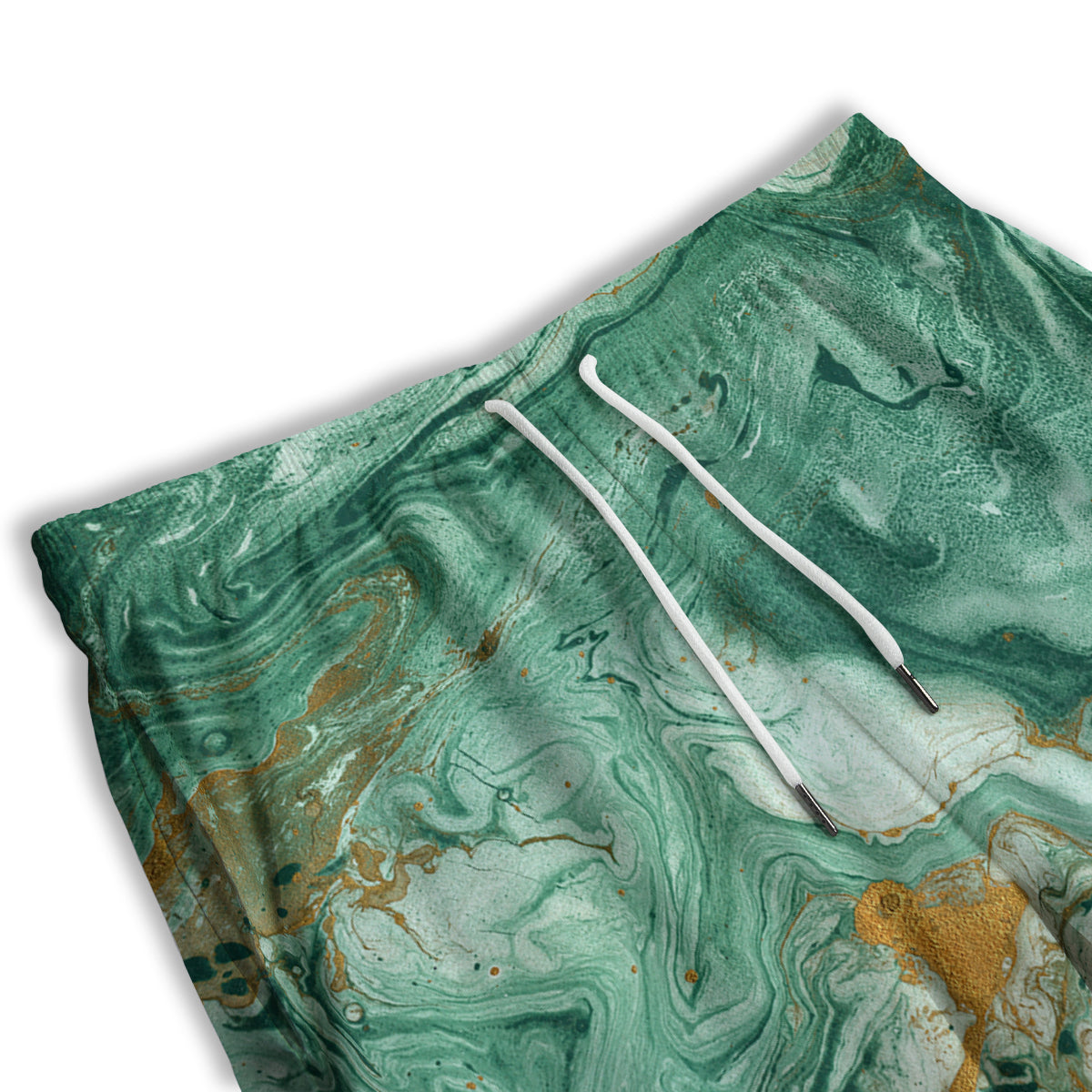 Golden And Green Marble Textue Print Men's Athletic Shorts