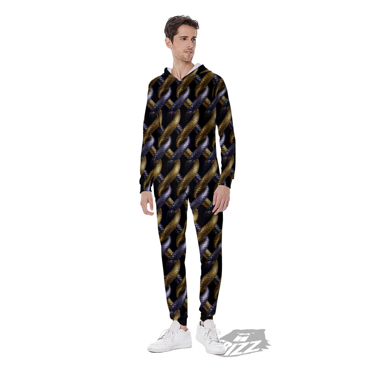 Golden And Silver Snakes 3D Print Pattern Men's Jumpsuit-grizzshop