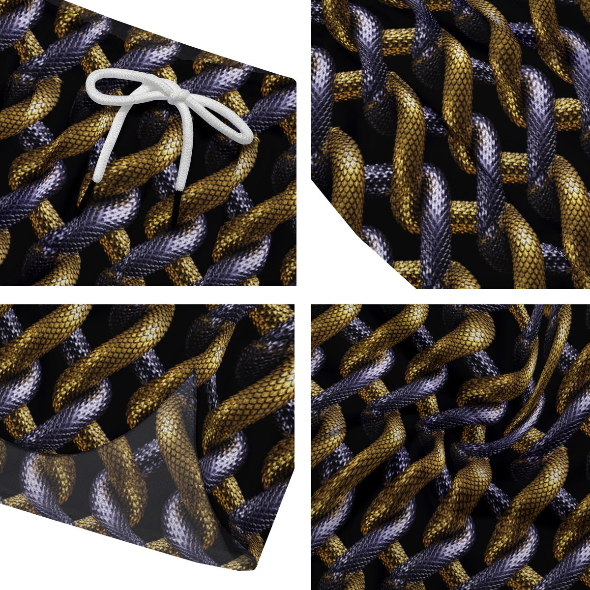 Golden And Silver Snakes 3D Print Pattern Men's Running Shorts-grizzshop