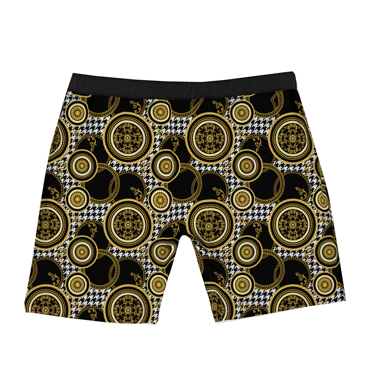 Golden Baroque And Black Houndstooth Print Pattern Boxer Briefs-grizzshop