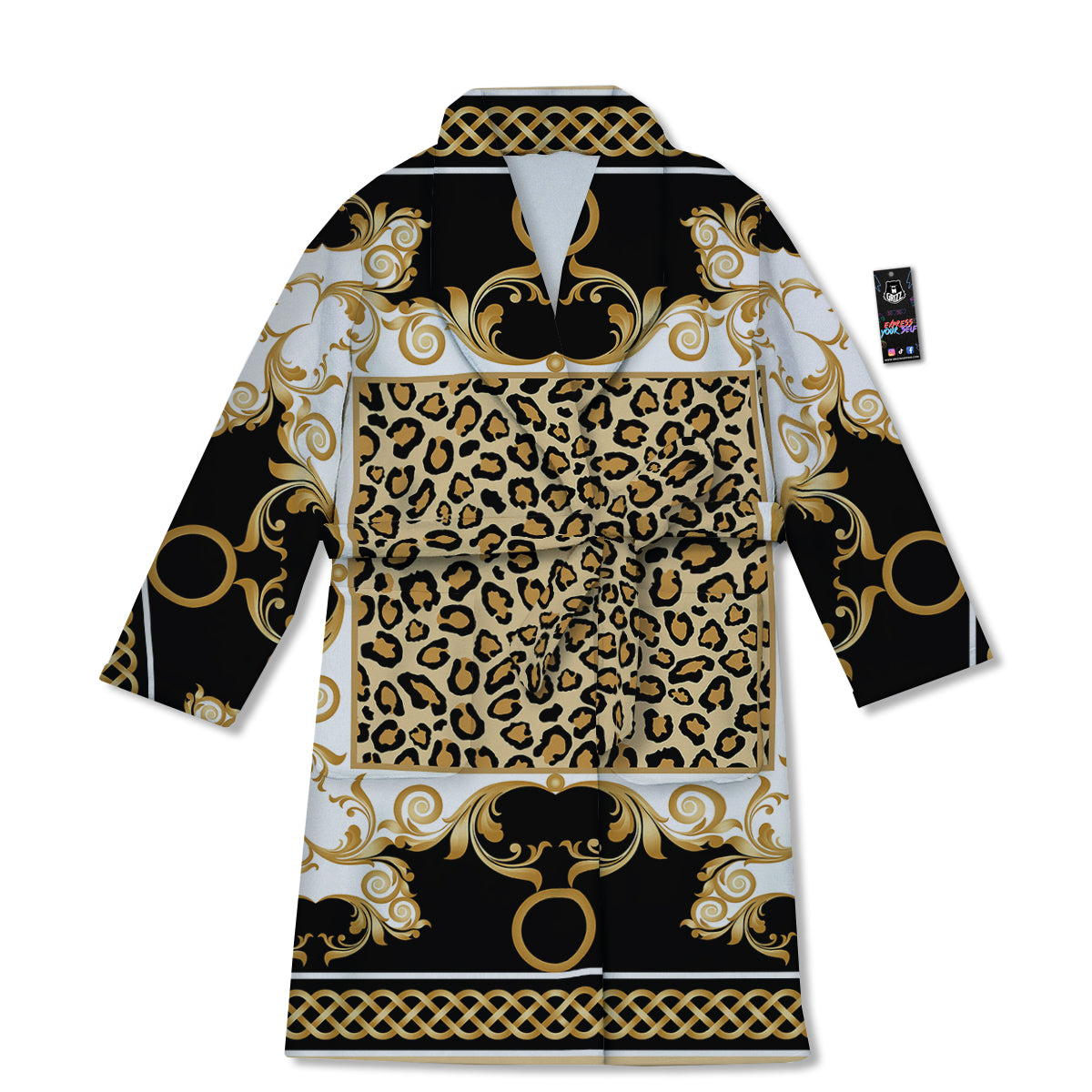 Golden Baroque And Leopard Print Bathrobe-grizzshop