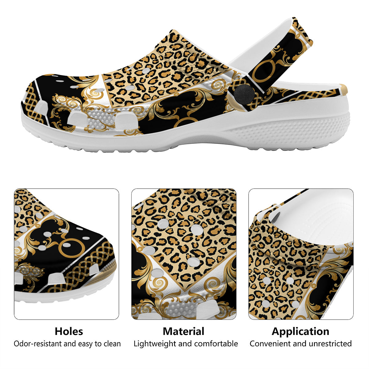 Golden Baroque And Leopard Print Clog-grizzshop