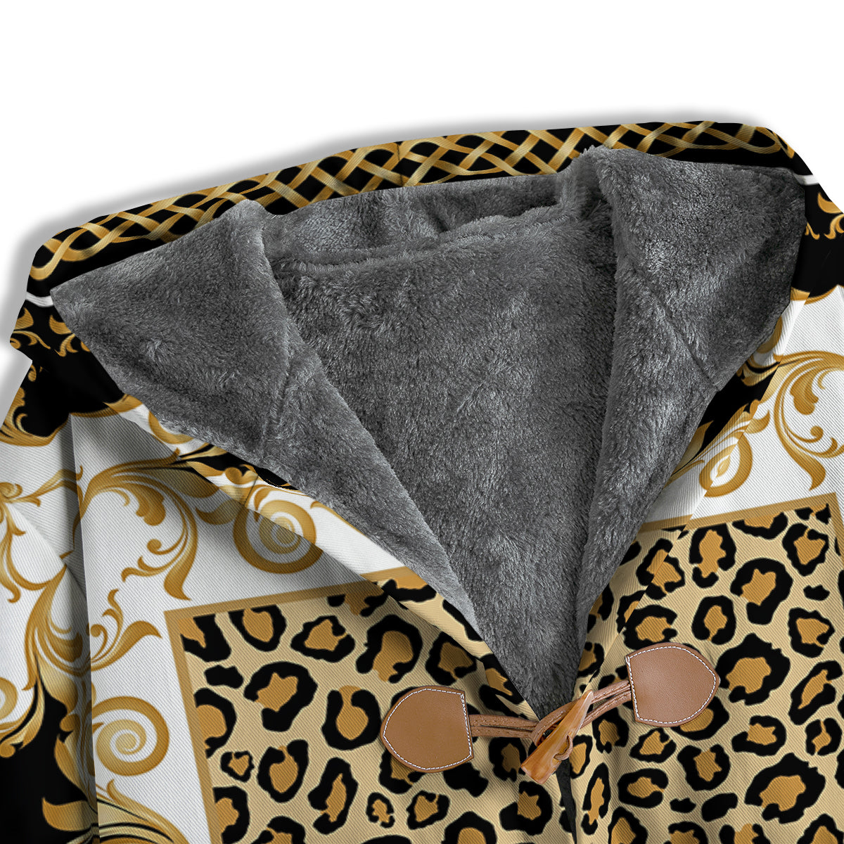Golden Baroque And Leopard Print Men's Windbreaker Jacket-grizzshop