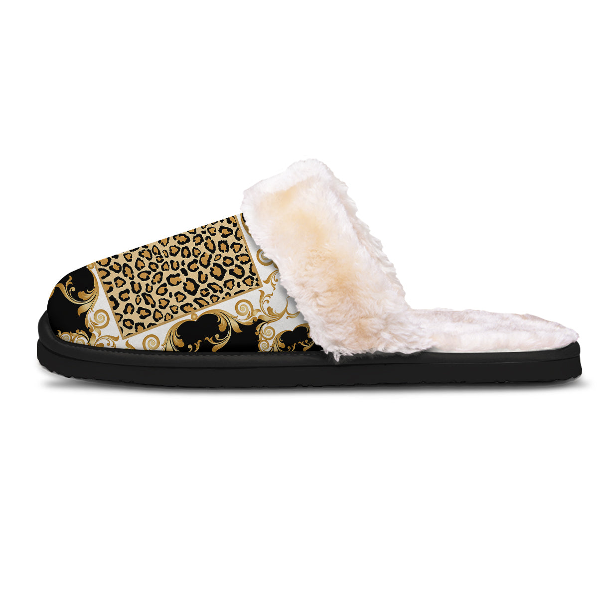Golden Baroque And Leopard Print Slippers-grizzshop