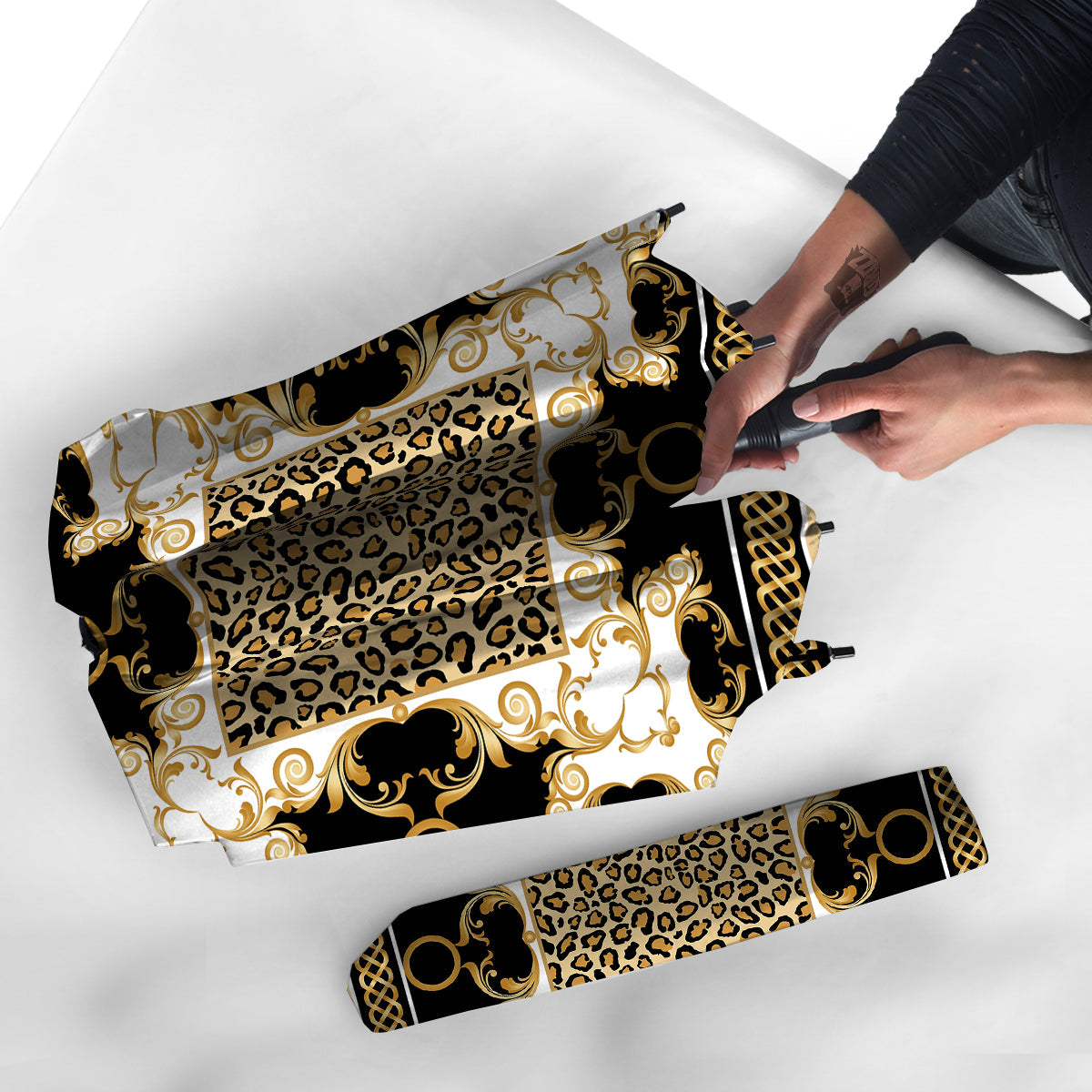 Golden Baroque And Leopard Print Umbrella-grizzshop