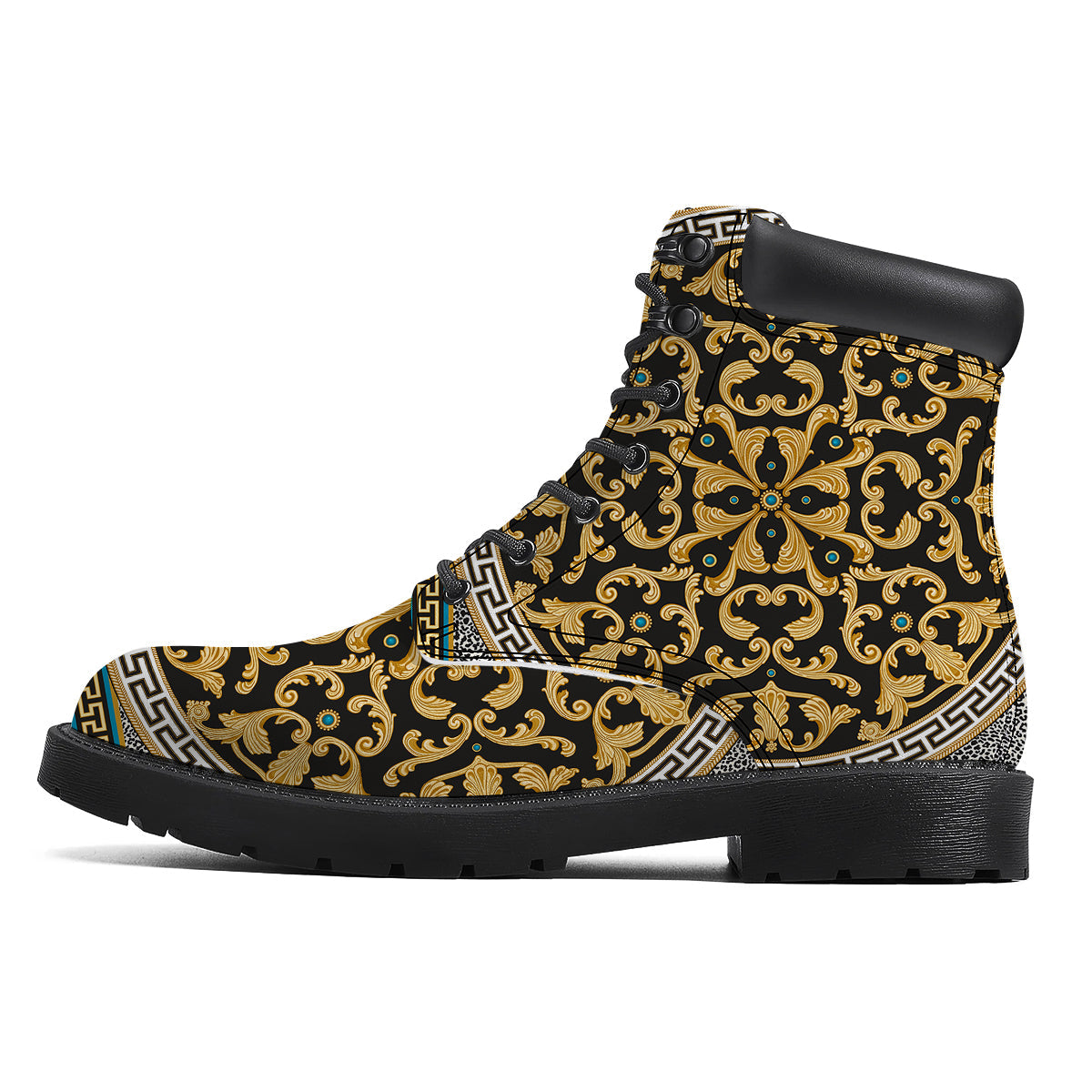 Golden Baroque Leopard Skin Print Boots-grizzshop