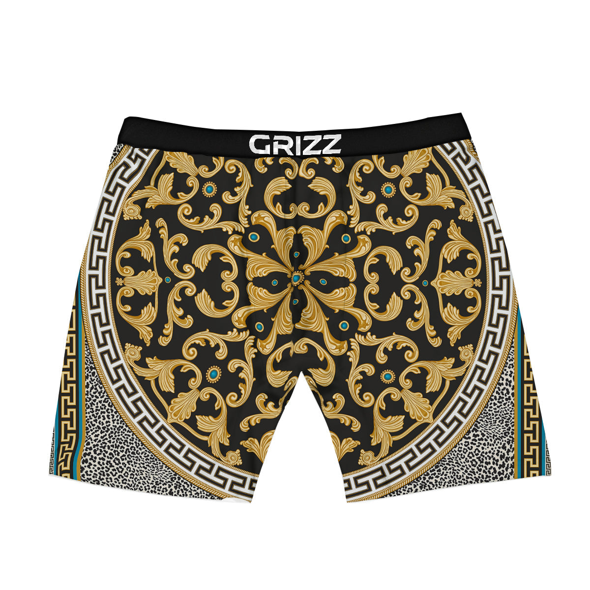 Golden Baroque Leopard Skin Print Boxer Briefs-grizzshop
