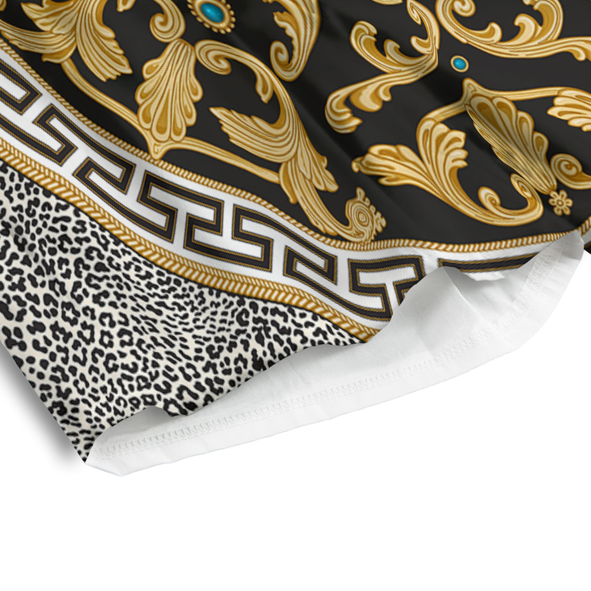 Golden Baroque Leopard Skin Print Men's Athletic Shorts