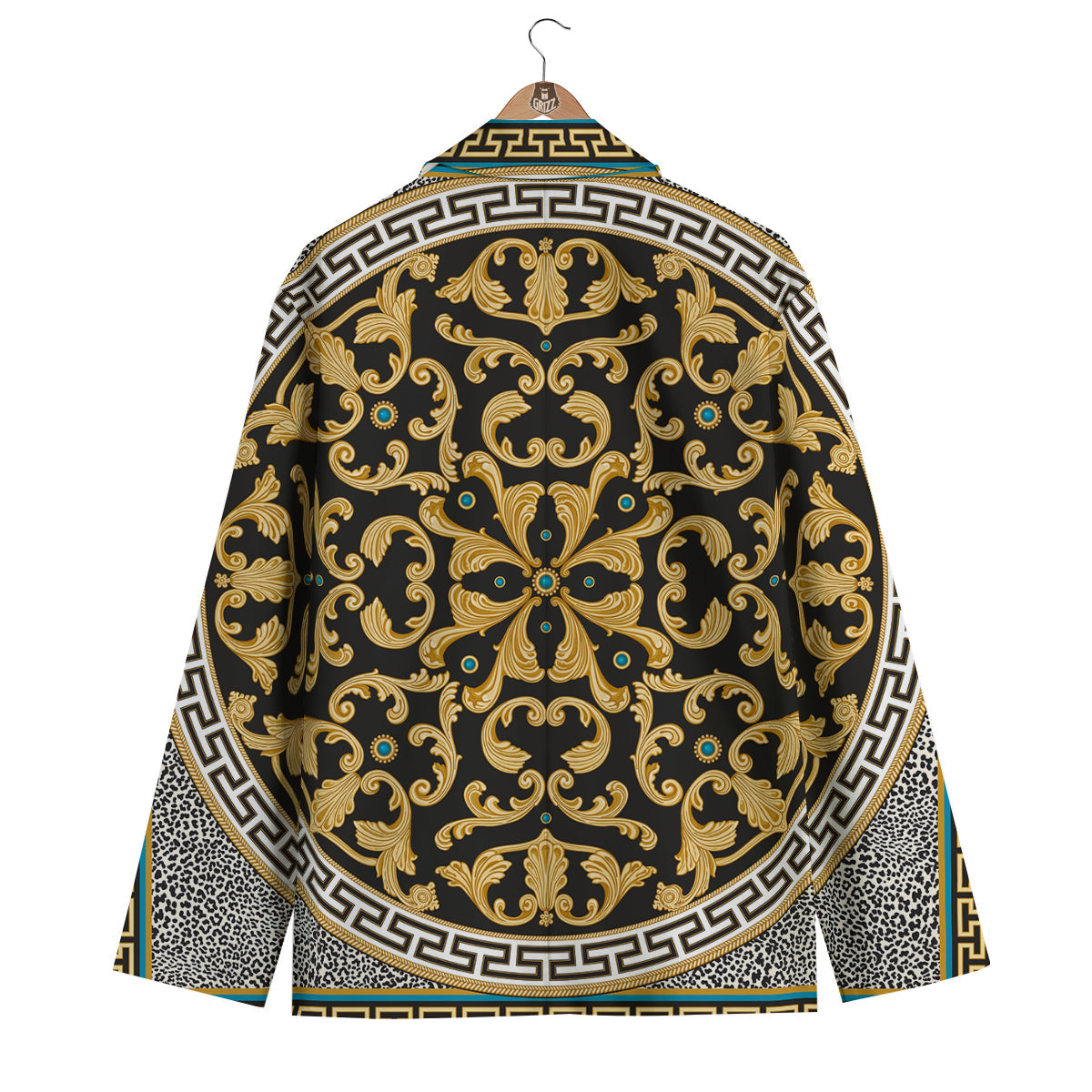 Golden Baroque Leopard Skin Print Men's Blazer-grizzshop