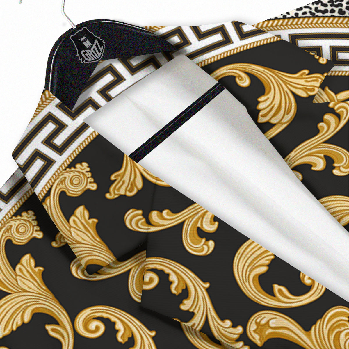 Golden Baroque Leopard Skin Print Men's Sport Coat-grizzshop