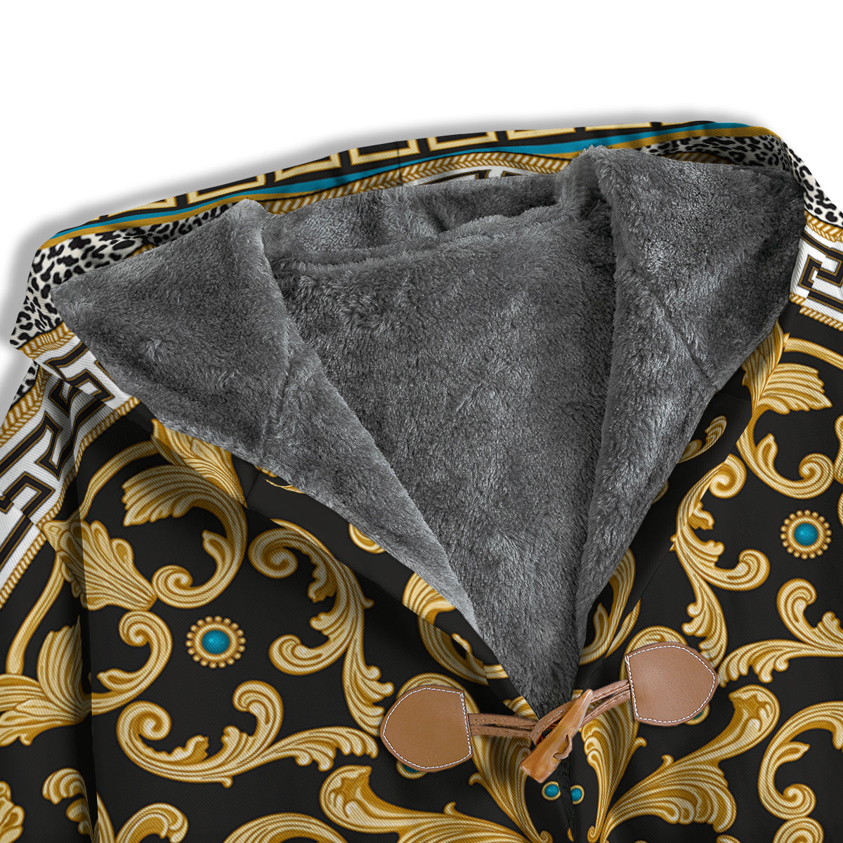 Golden Baroque Leopard Skin Print Men's Windbreaker Jacket-grizzshop